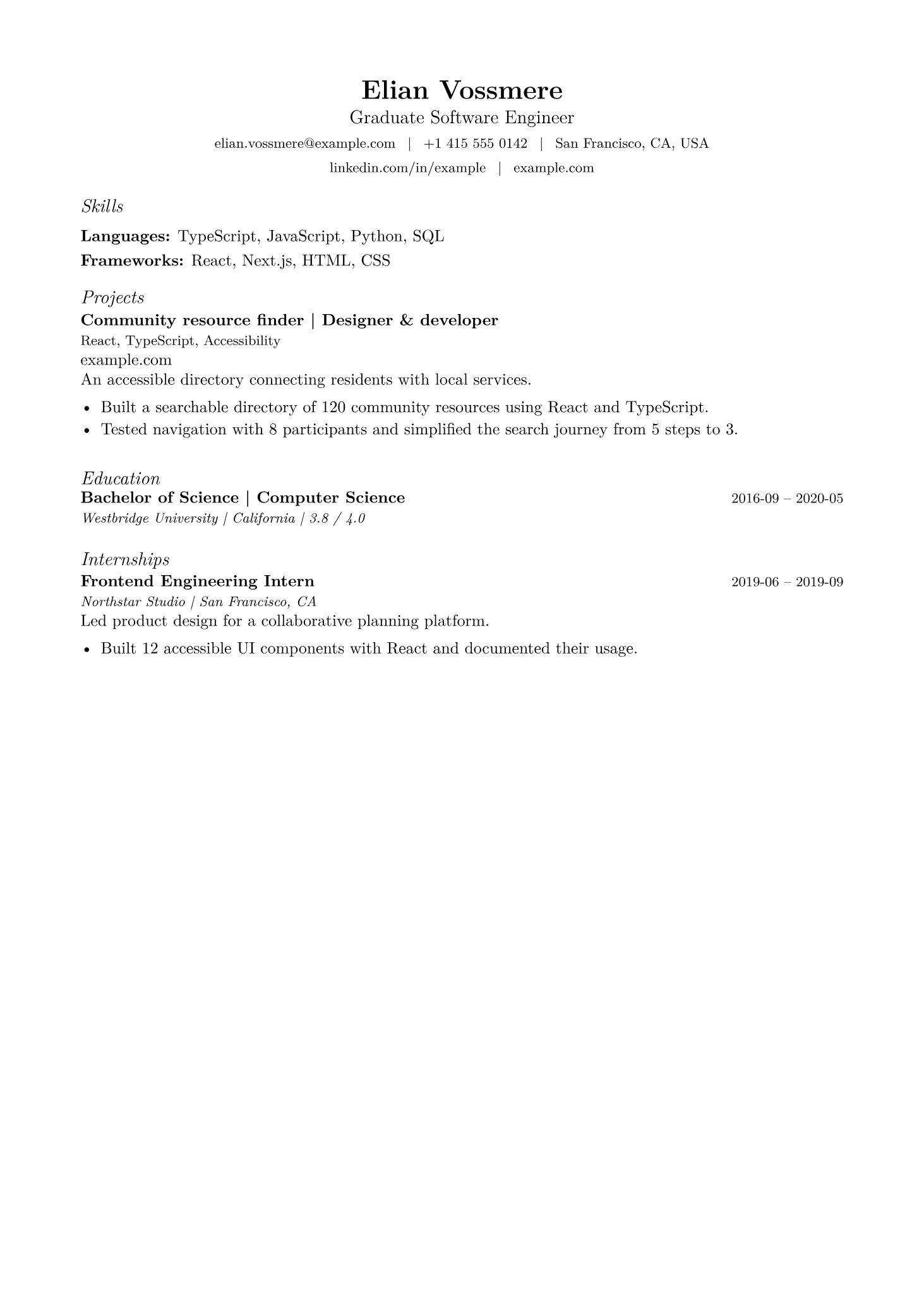 Academic / Research: compiled sample resume