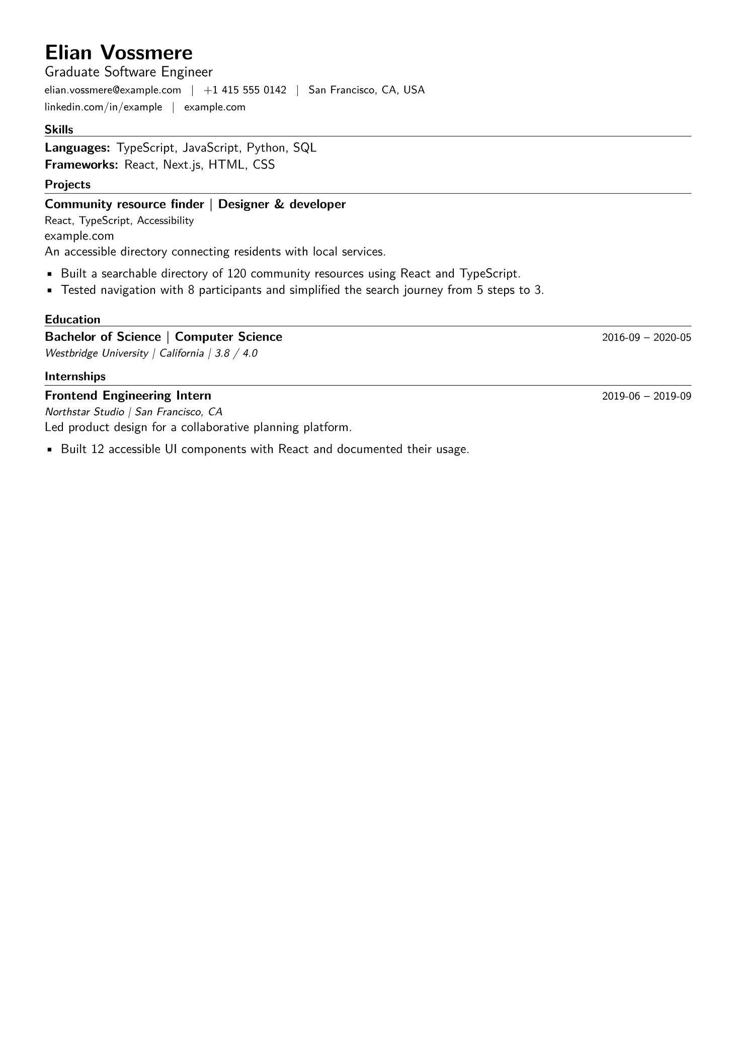 Compact Engineer: compiled sample resume