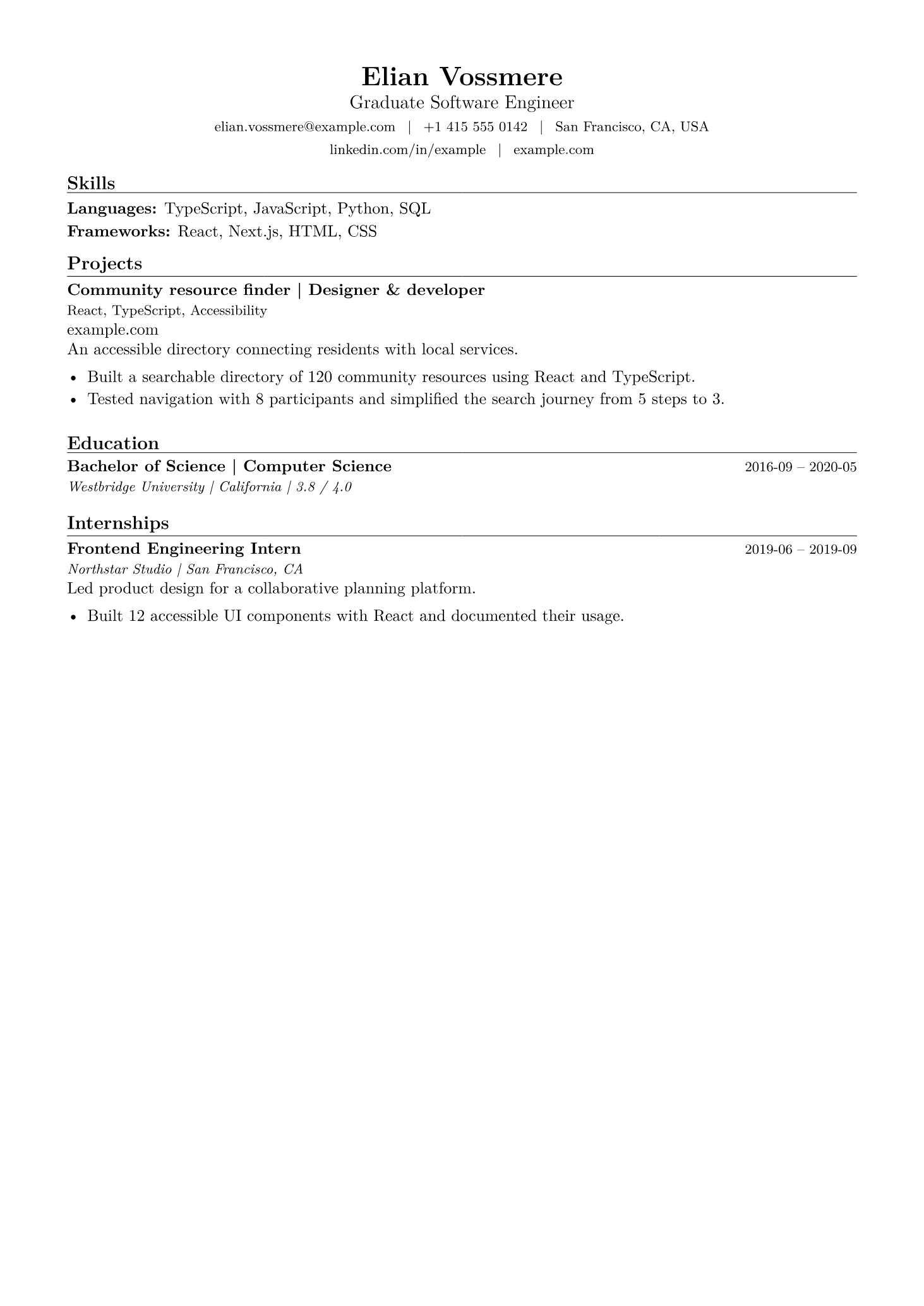 Classic ATS: compiled sample resume