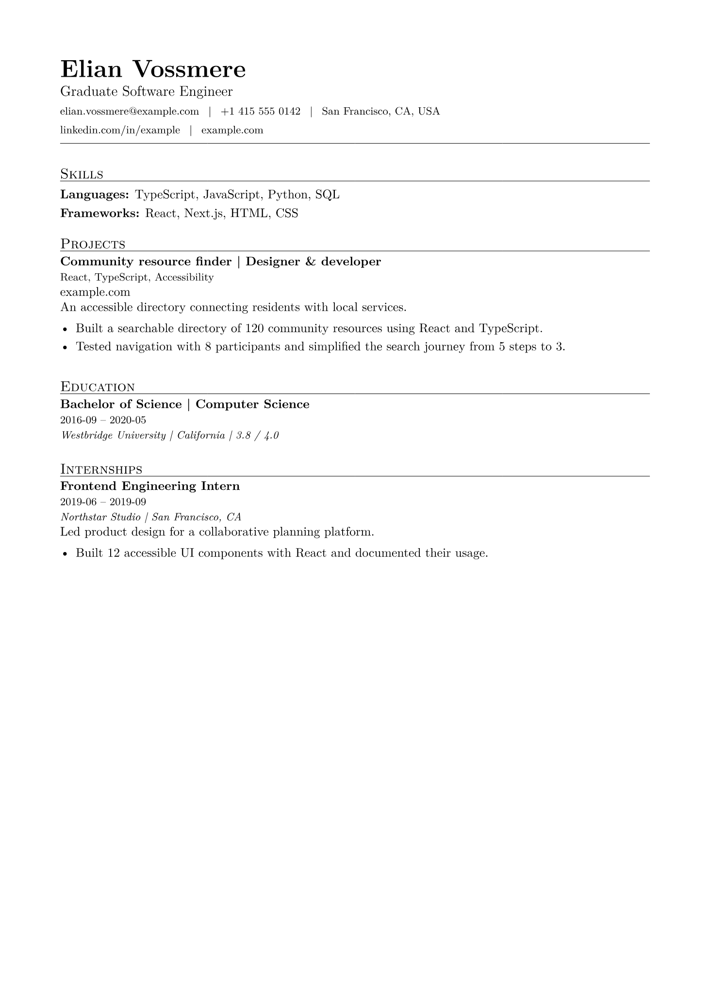 Executive Clean: compiled sample resume